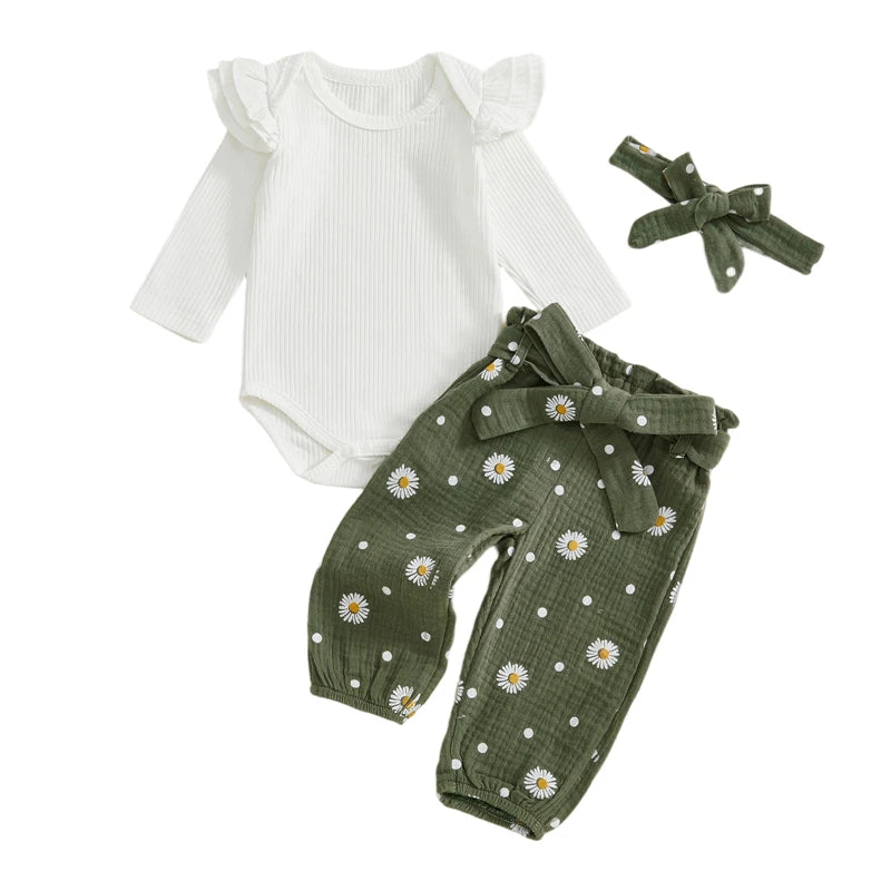 Daisy Dots 3 Piece Set | Dark Green
