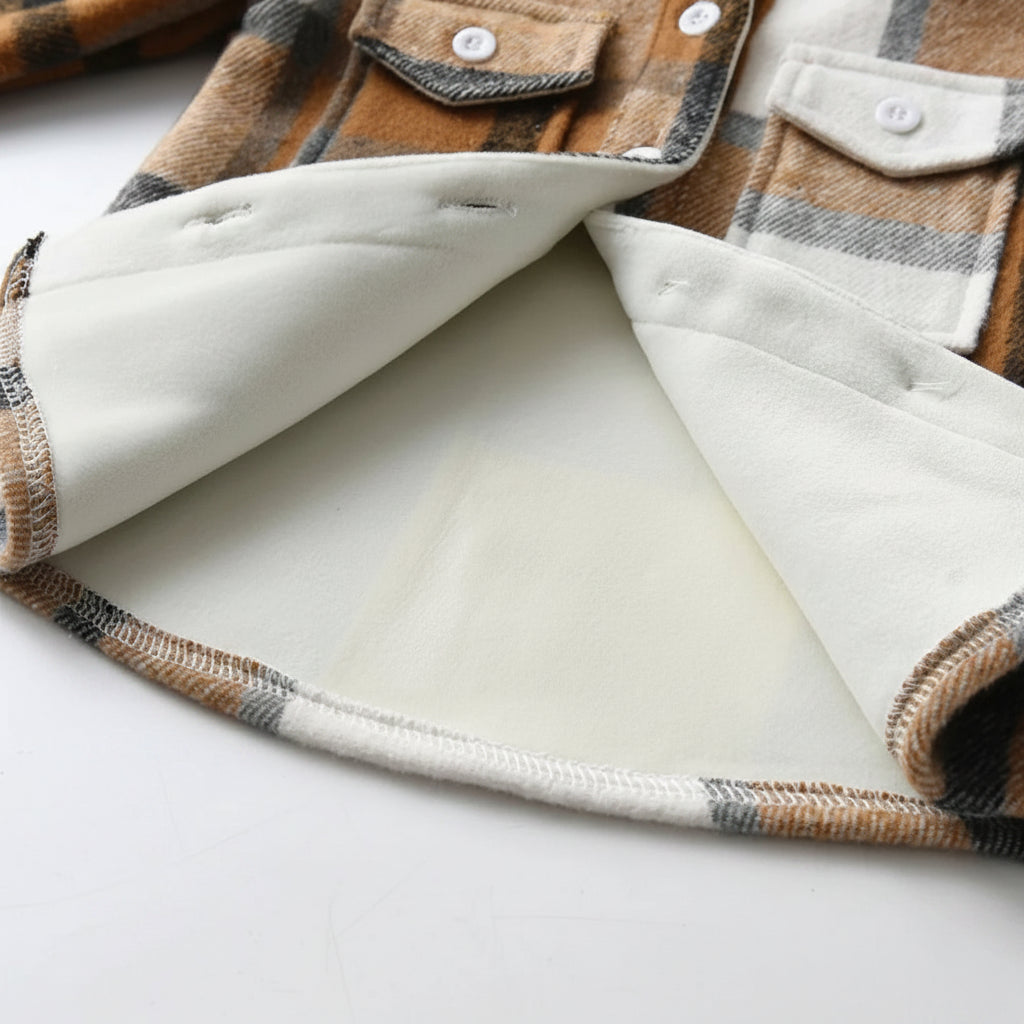 Fleece Lined Shacket | Black & Tan