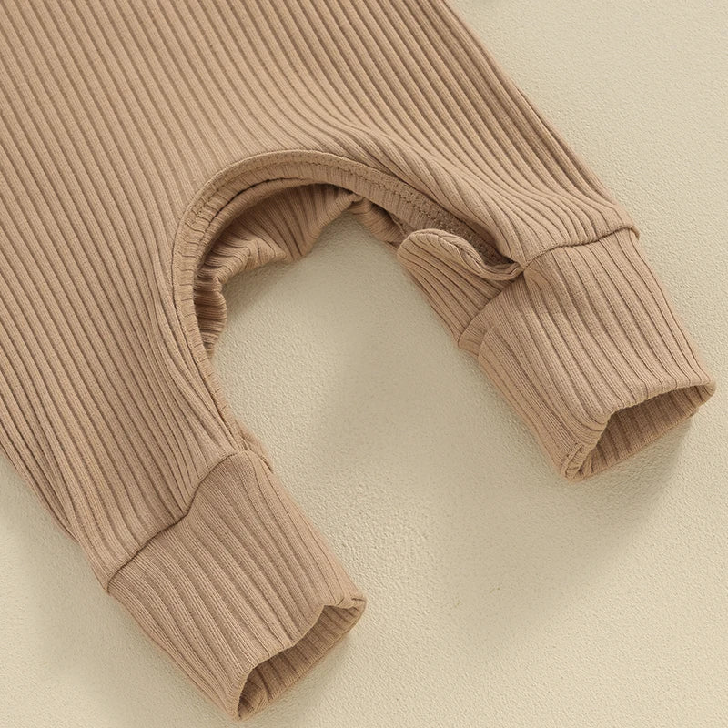 Ribbed Romper & Matching Beanie | Latte