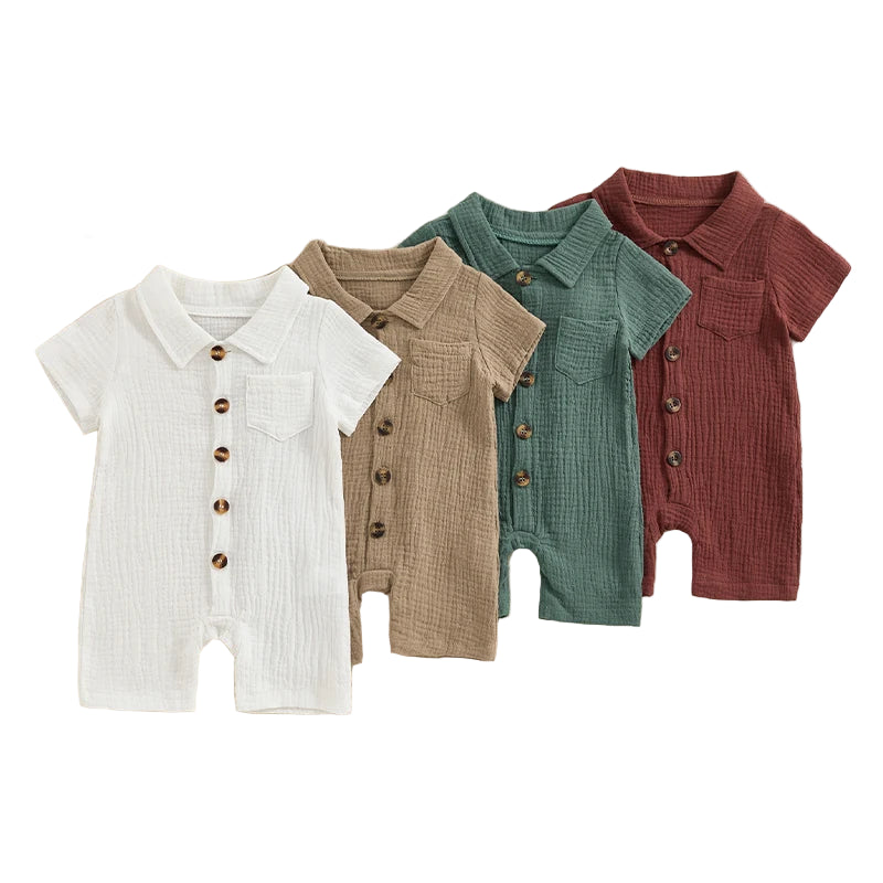 Oliver Muslin Summer Romper | Sand