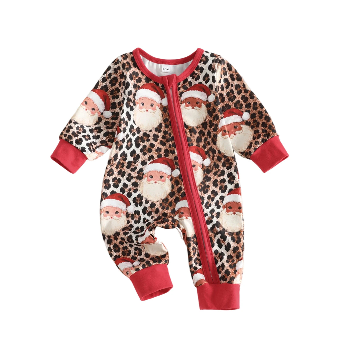 Leopard Santa Zip Romper