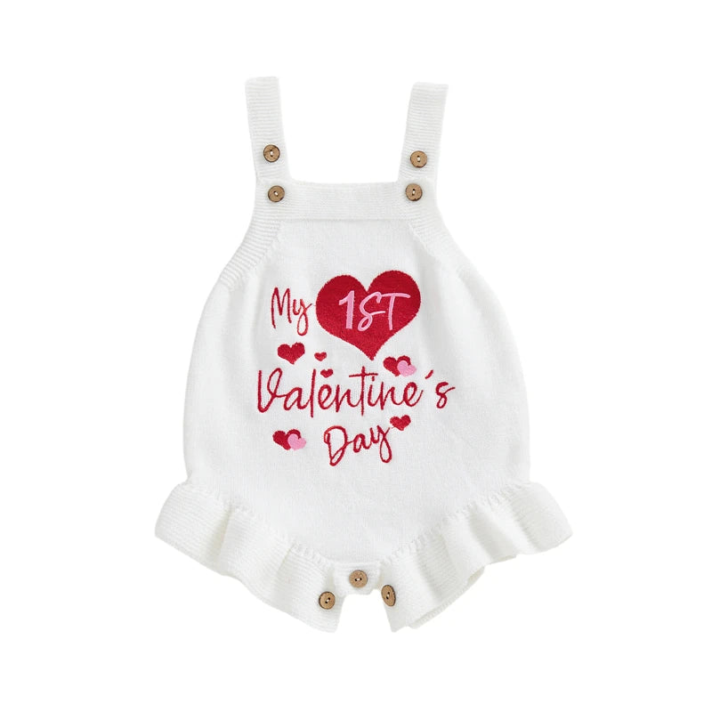 My 1st Valentine's Day Knit Romper | White or Red