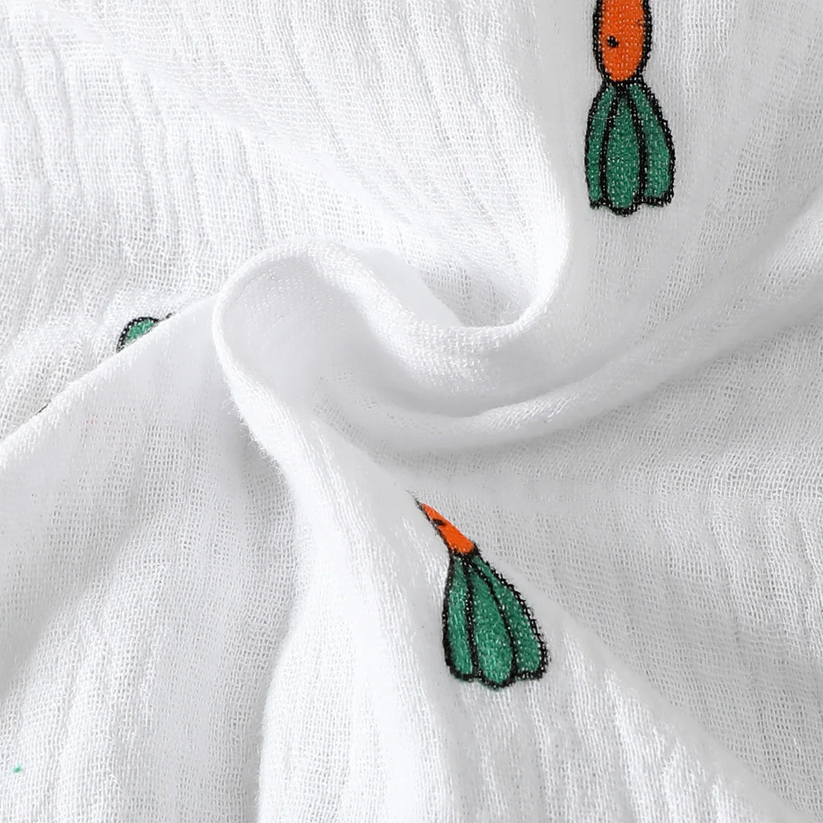 Carrot Muslin Cotton Romper | White