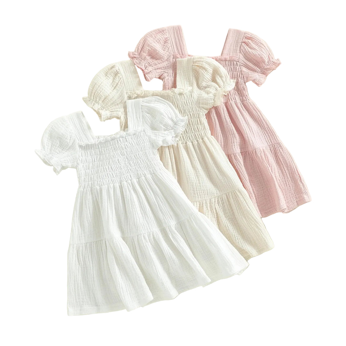 Arabella Shirred Dress | White