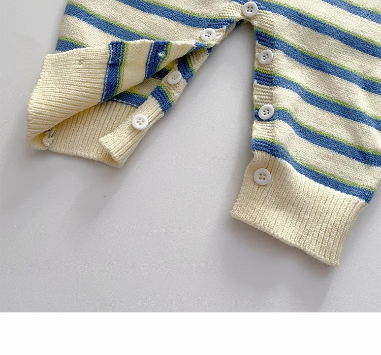 Stripey Blue Polo Romper