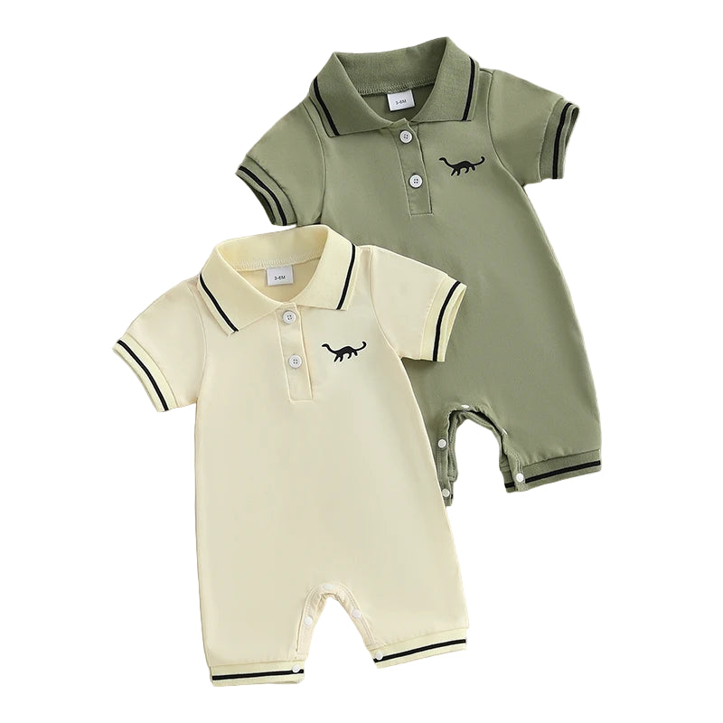 Dino Polo Romper | Sage