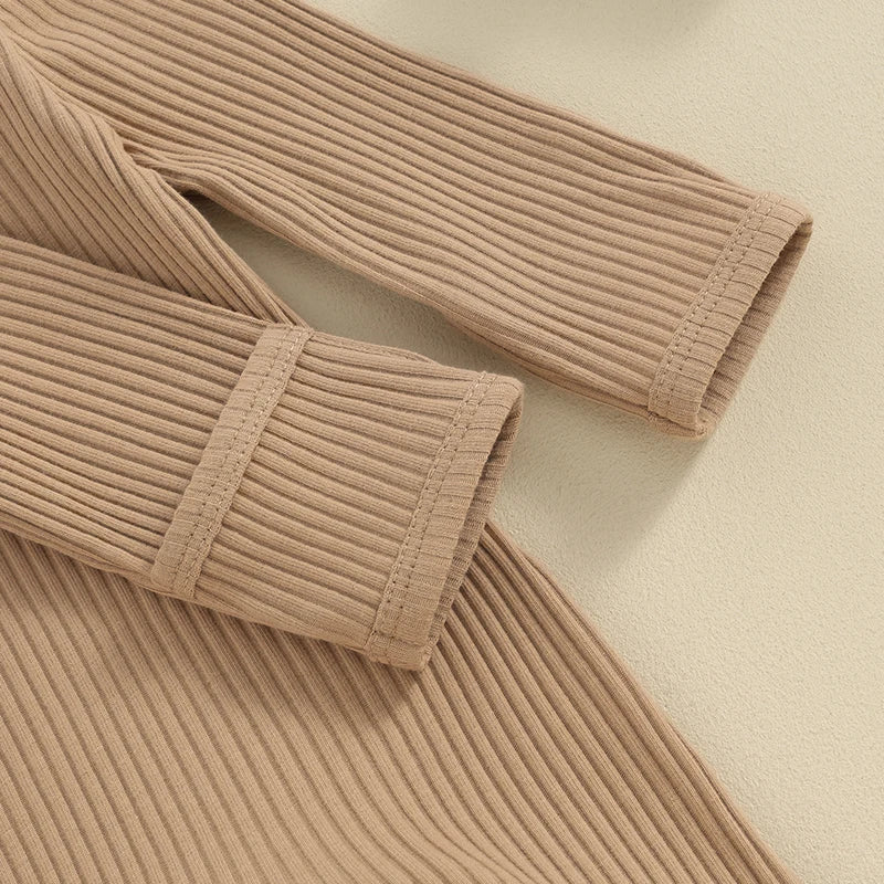 Ribbed Romper & Matching Beanie | Latte