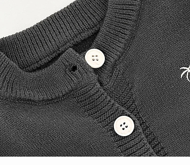 Knitted Palm Romper | Dark Grey