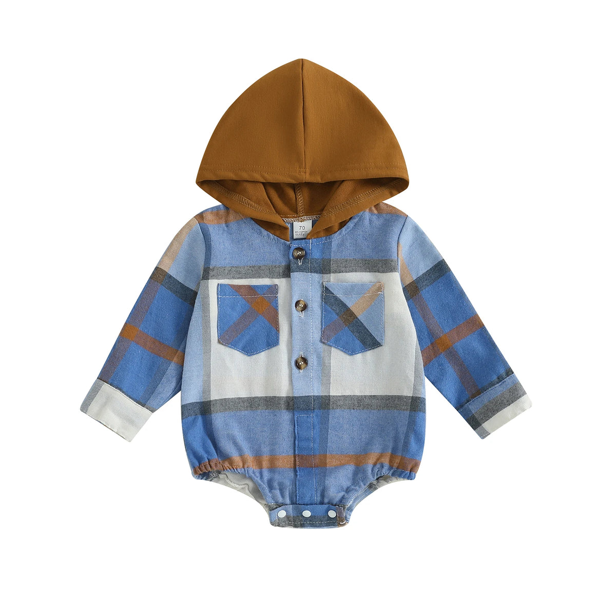 Plaid Hooded Romper | Brown or Blue