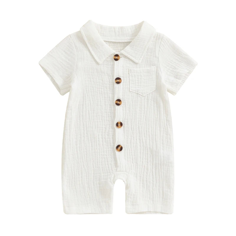 Oliver Muslin Summer Romper | Milk