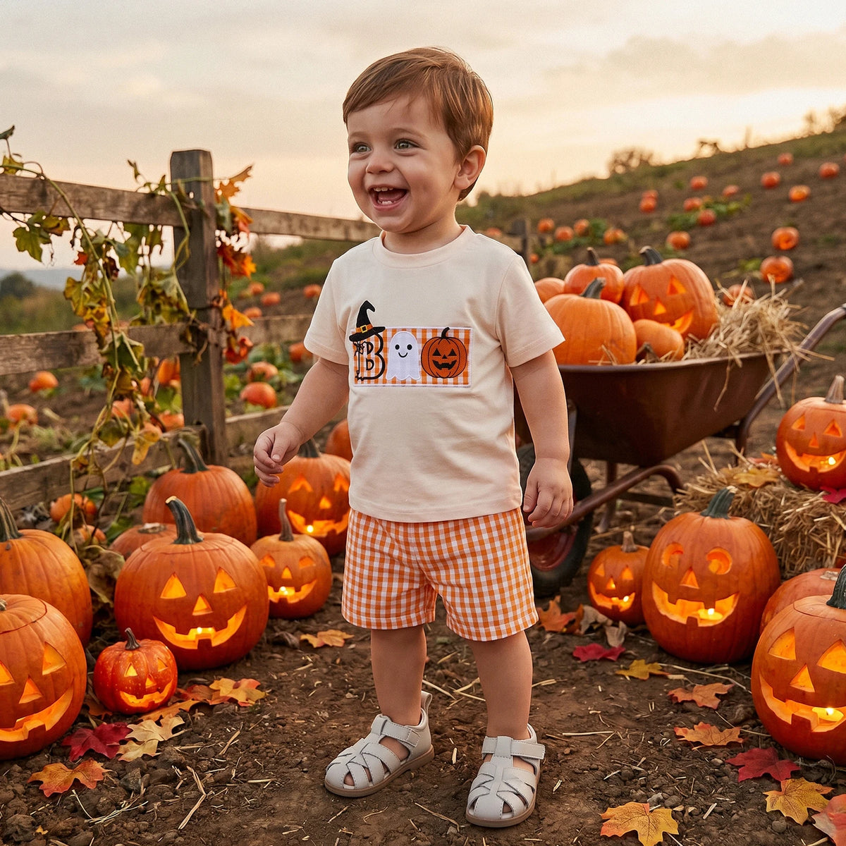 Boo Halloween Shorts Set