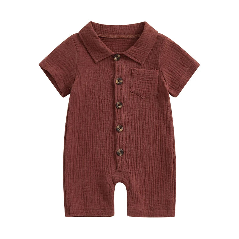 Oliver Muslin Summer Romper | Rust