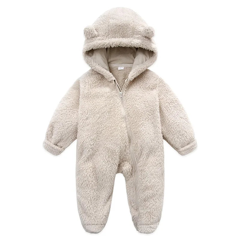 Fluffy Plush Teddy Onesie | Stone