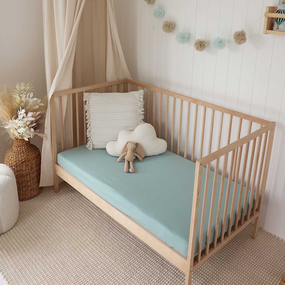 Snuggle Hunny Kids - Organic Fitted Cot Sheet | Sage