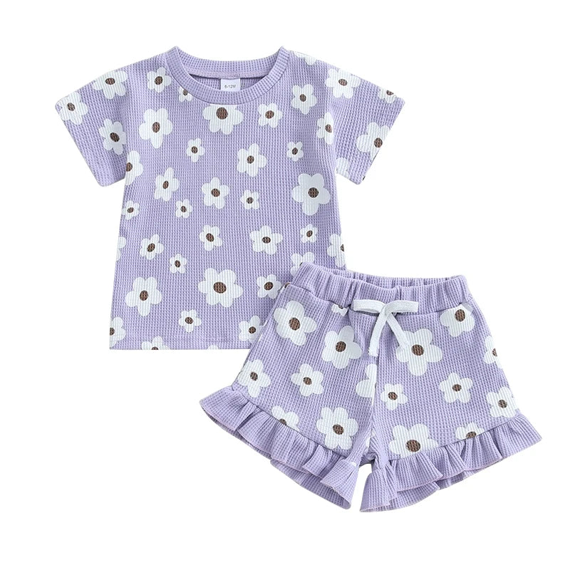 Edith Waffle Shorts Set | Purple