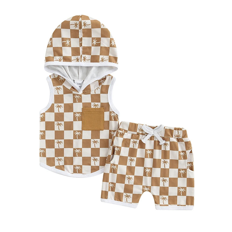 Checkered Palm Set | Brown