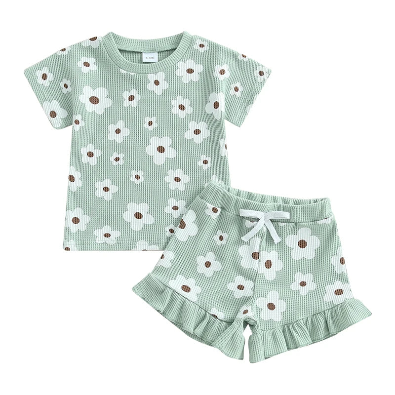 Edith Waffle Shorts Set | Sage