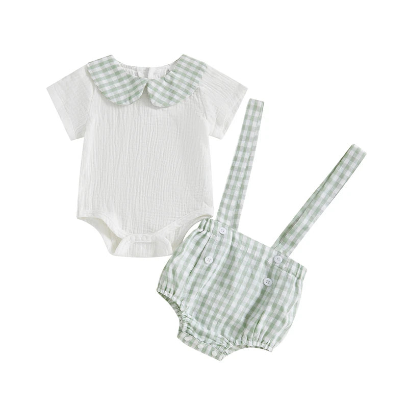 Collar Romper &  Suspenders Set | 3 Colours