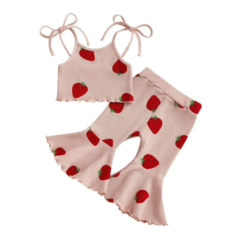 Strawberry Tie Up Flares Set