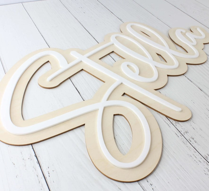 Meridian Etch - Wood & Acrylic Personalised Name Sign