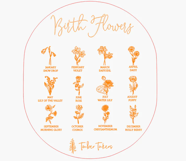 Timber Tinkers - Personalised Wooden Jewellery Box | Birth Flower