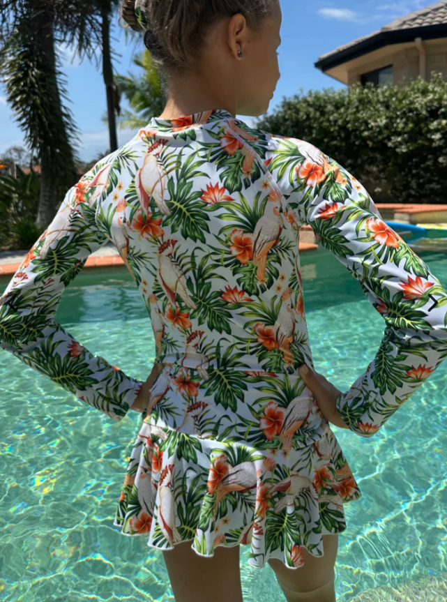 ZipMAE Swimwear - Girls Long Sleeve Swim Suit | Wild Wings