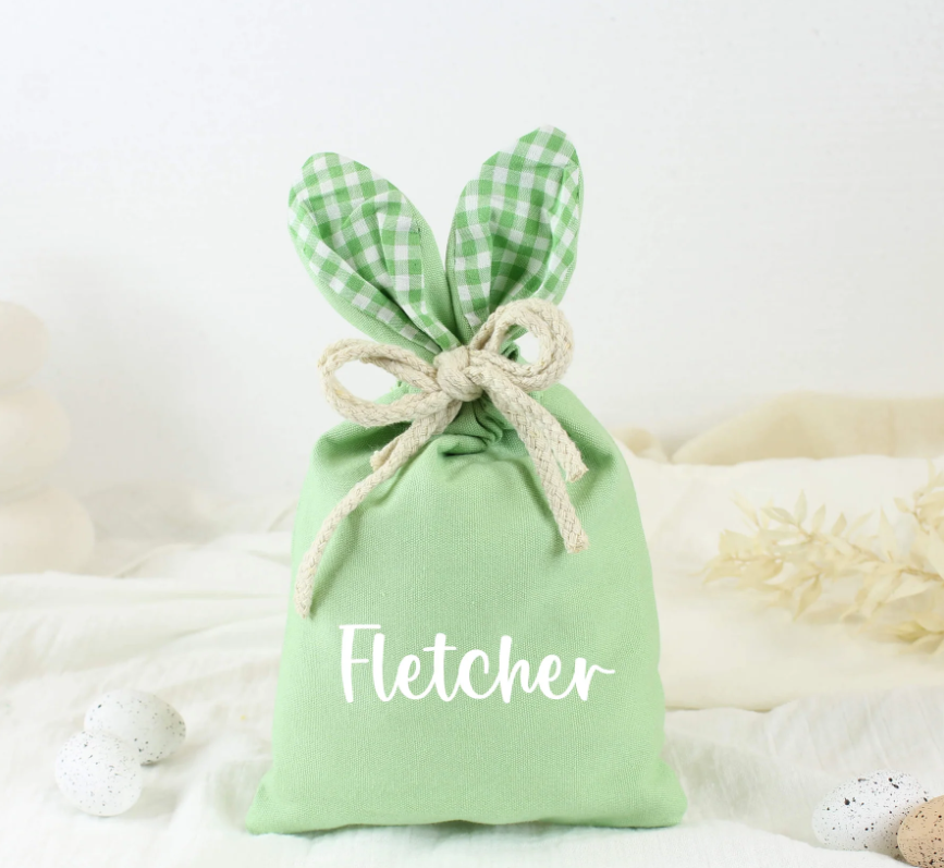 Meridian Etch - Personalised Bunny Ears Easter Bag | Green
