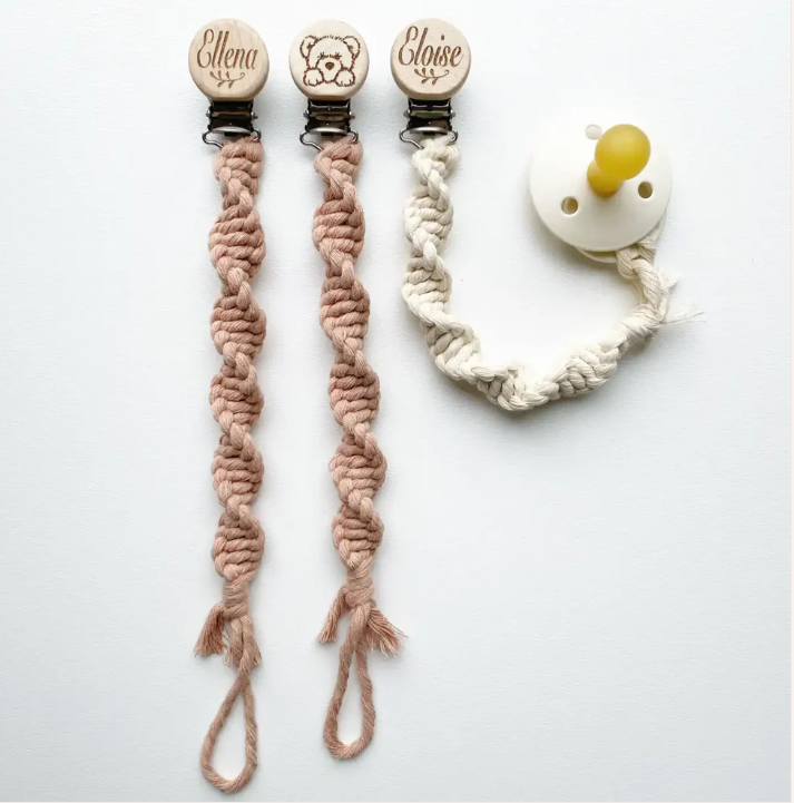 Our Little Helpers - Macrame Twist Dummy Clips | Ivory or Blush