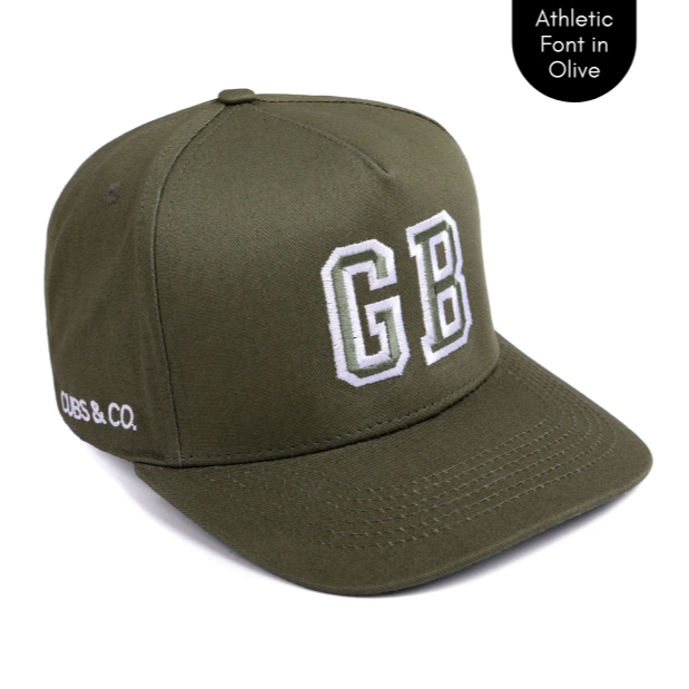 Cubs & Co - PERSONALISED OLIVE W/ INITIALS | ATHLETIC BLACK PRINT