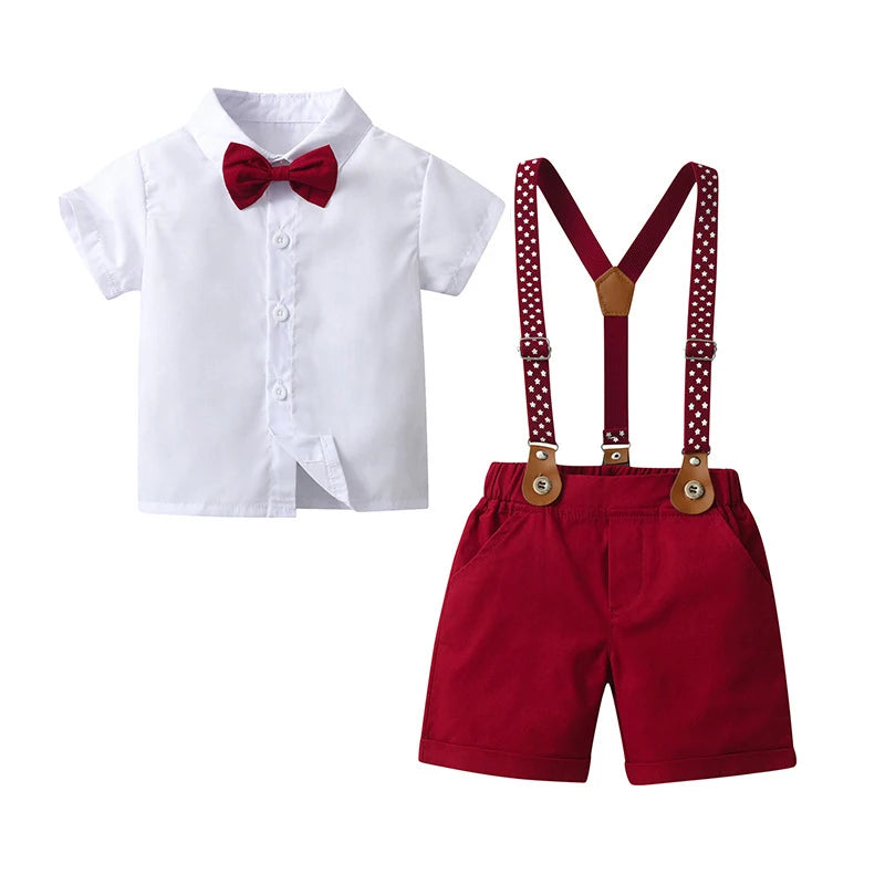 Preppy Red Suspenders Set