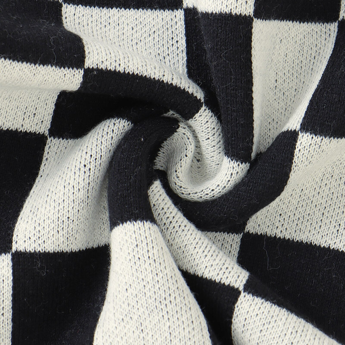 Checkers Knit Romper | Black & White
