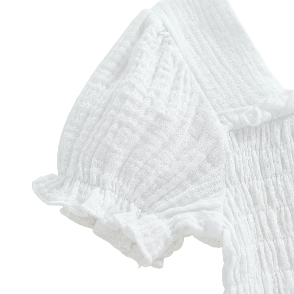 Arabella Shirred Dress | White