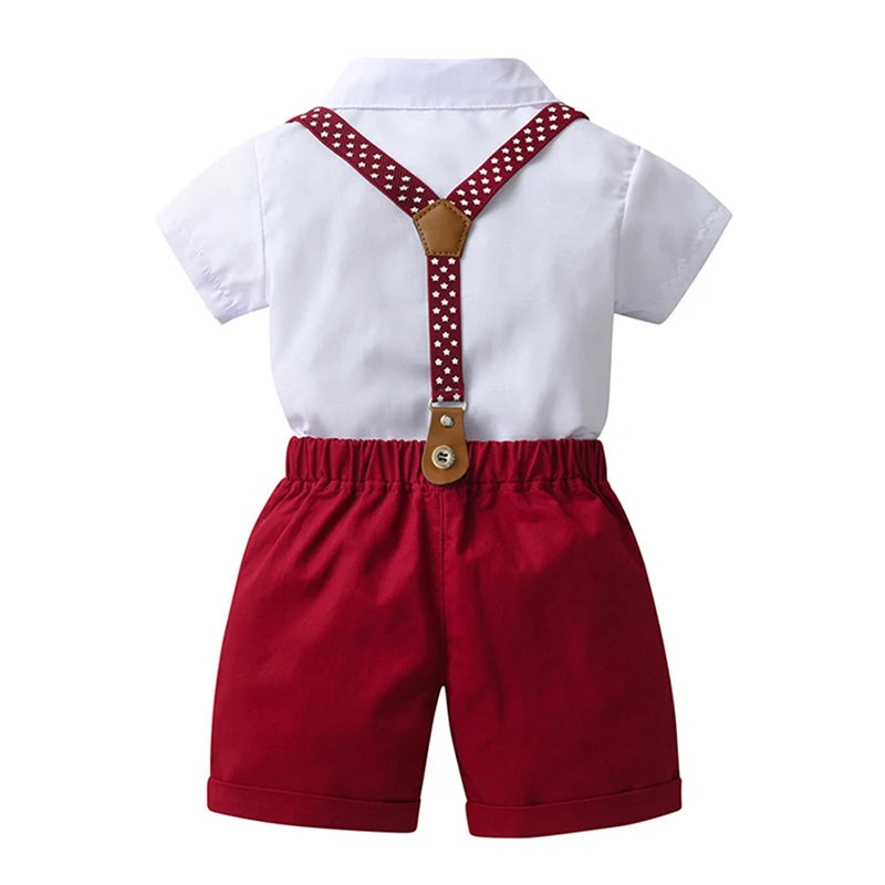 Preppy Red Suspenders Set