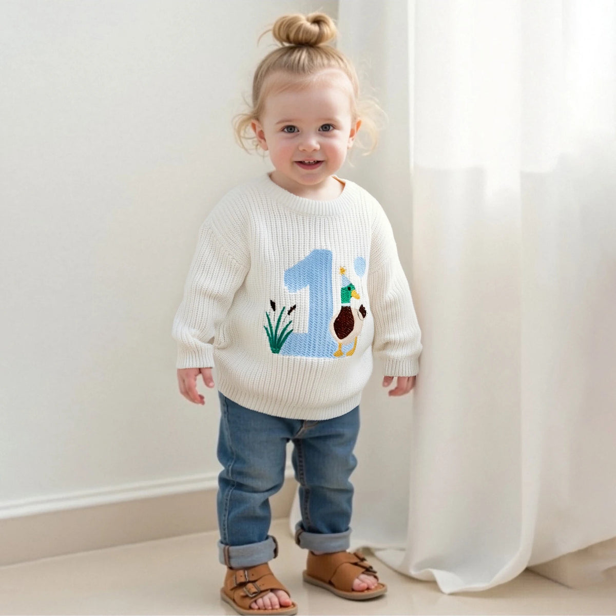 One Lucky Duck 1st Birthday Jumper | White