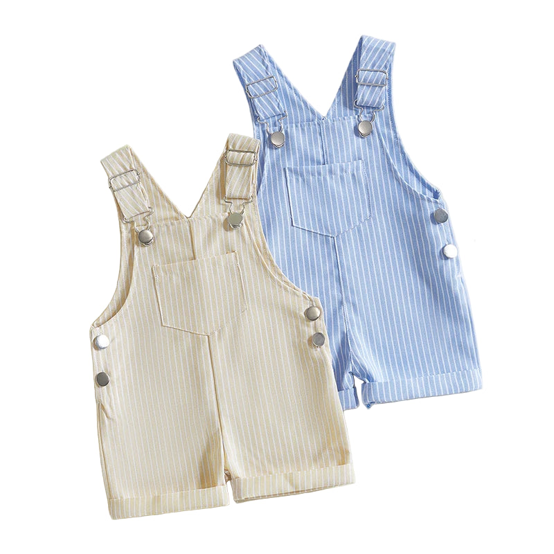 Summer Striped Overalls | Beige