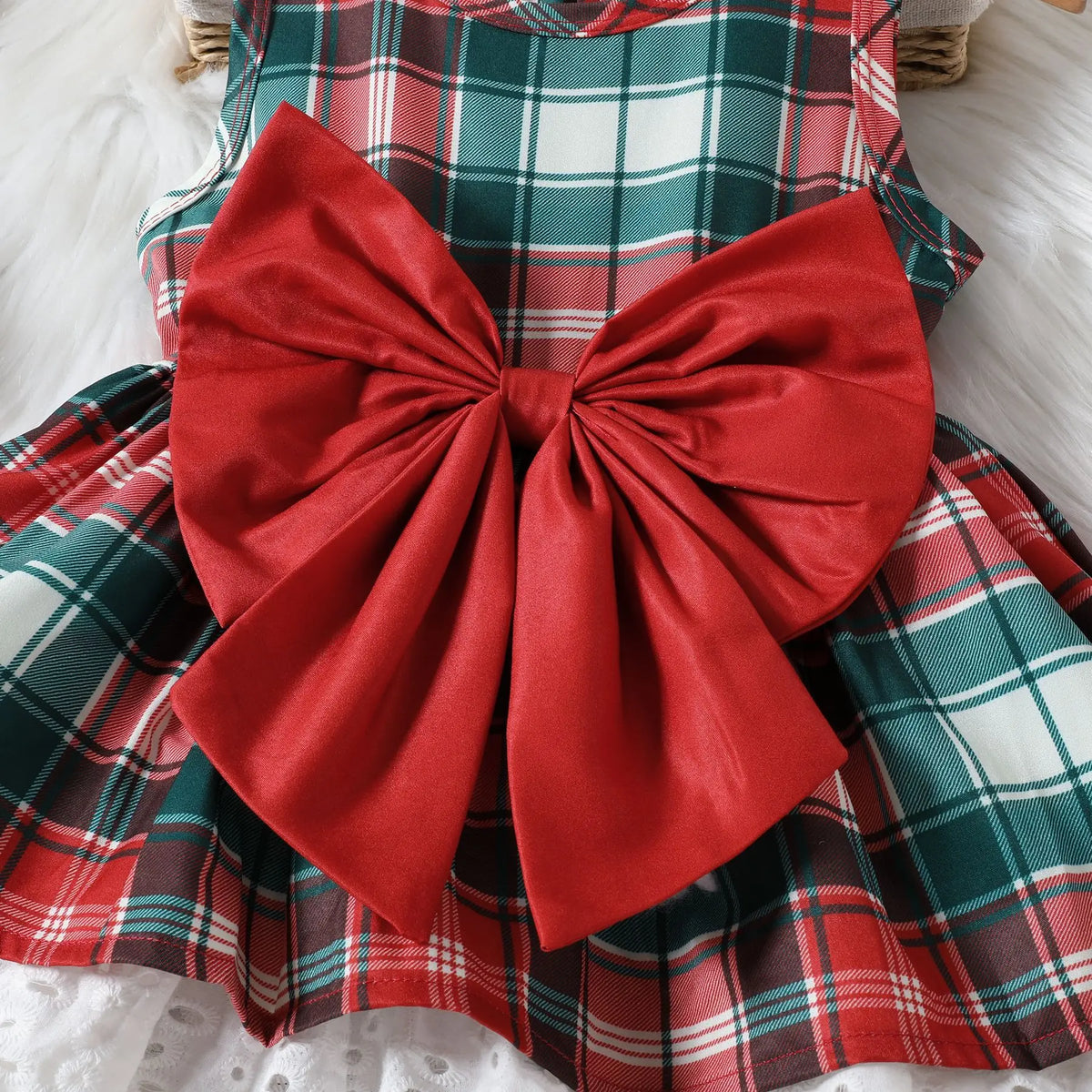 Plaid Christmas Bow Dress