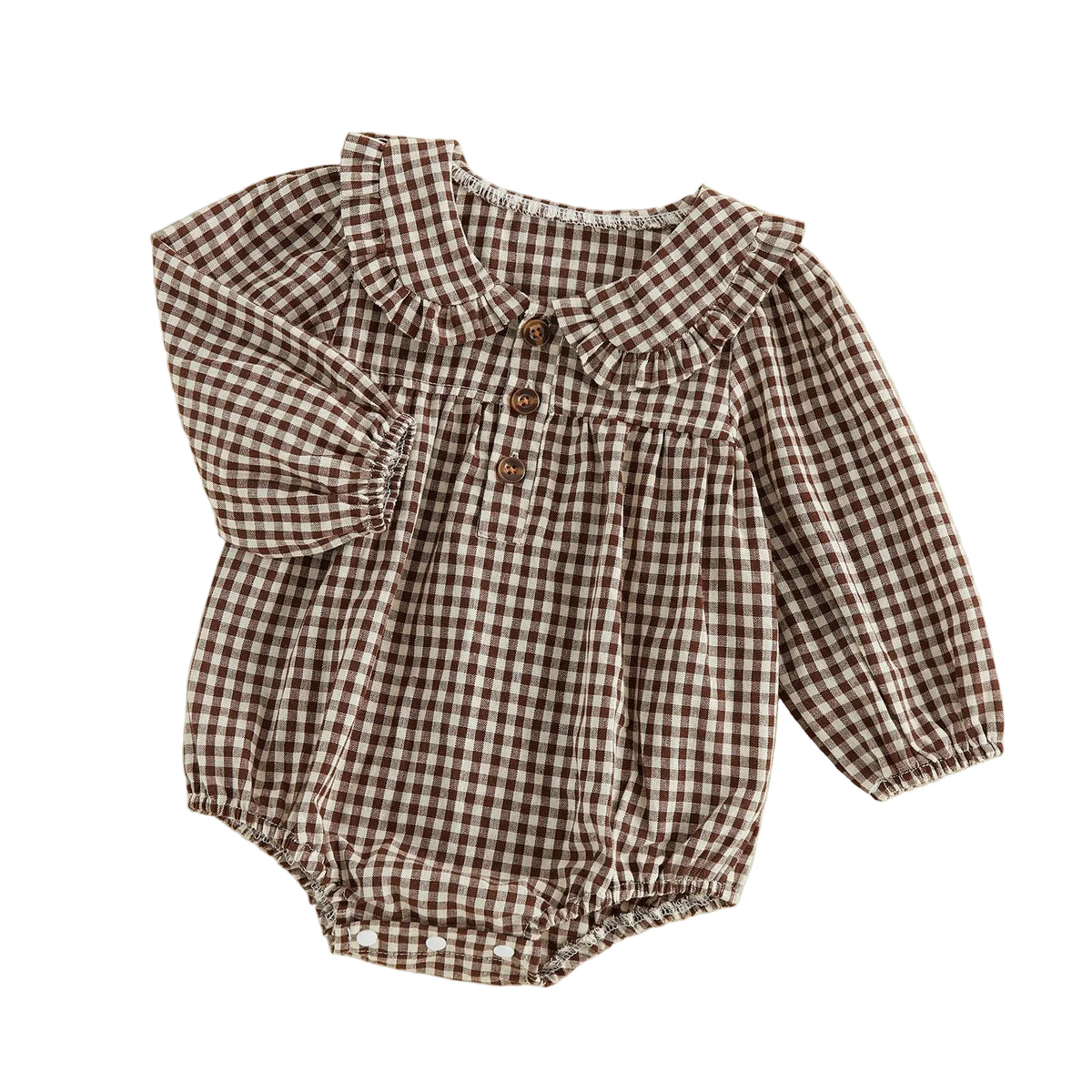 Lottie Gingham Romper | Cocoa