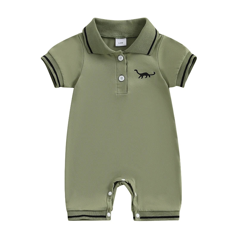 Dino Polo Romper | Sage