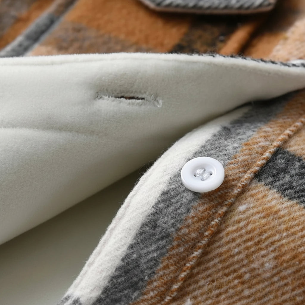 Fleece Lined Shacket | Black & Tan