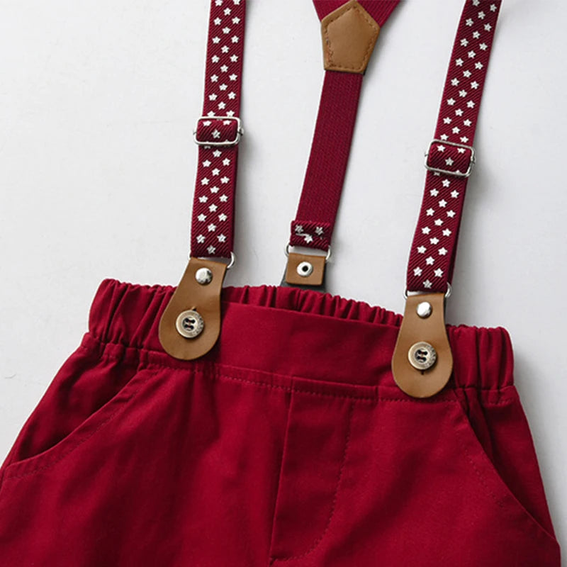 Preppy Red Suspenders Set