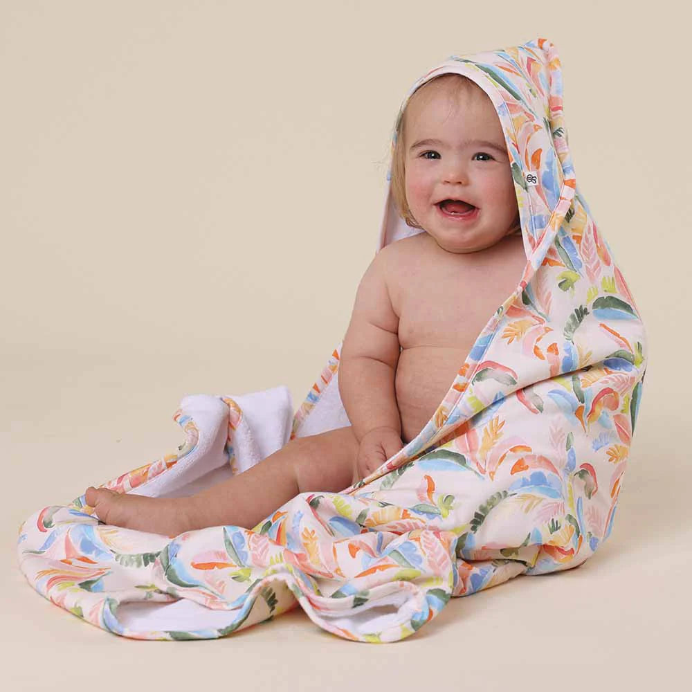 Snuggle Hunny Kids - Organic Hooded Baby Towel | Summer Palm