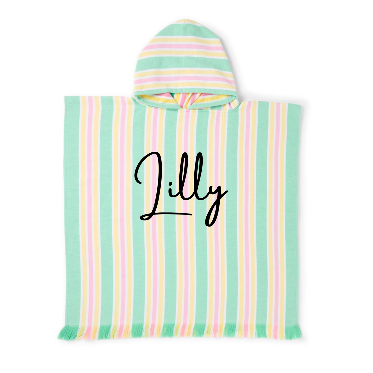 MLW By Design - Personalised Poncho Beach Towel | Tutti Frutti Stripes *LIMITED EDITION*