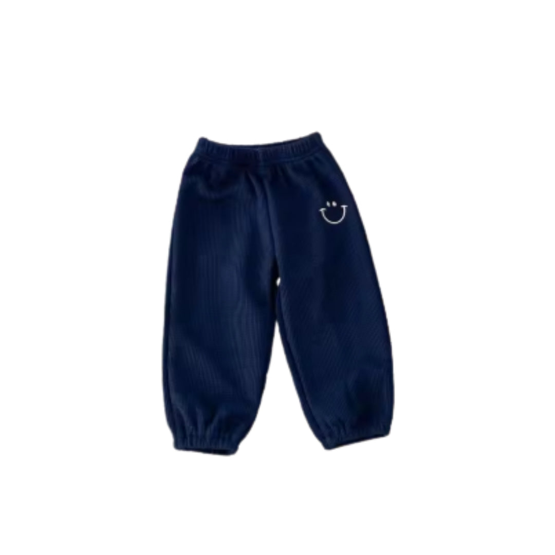 Happy Waffle Trackies | Navy