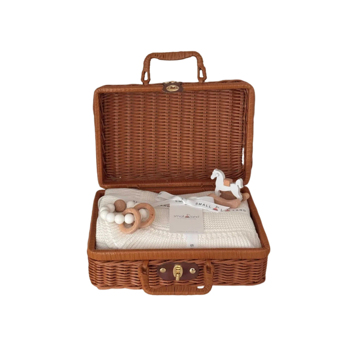 Small Land - Baby Gift Set Mini Basket  Suitcase | Unisex Newborn & Baby Shower Gift Box