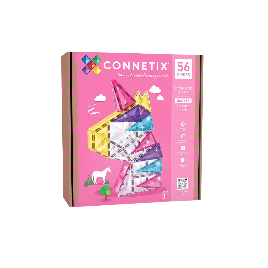 Connetix Tiles - 56 Piece Glitter Unicorn Pack