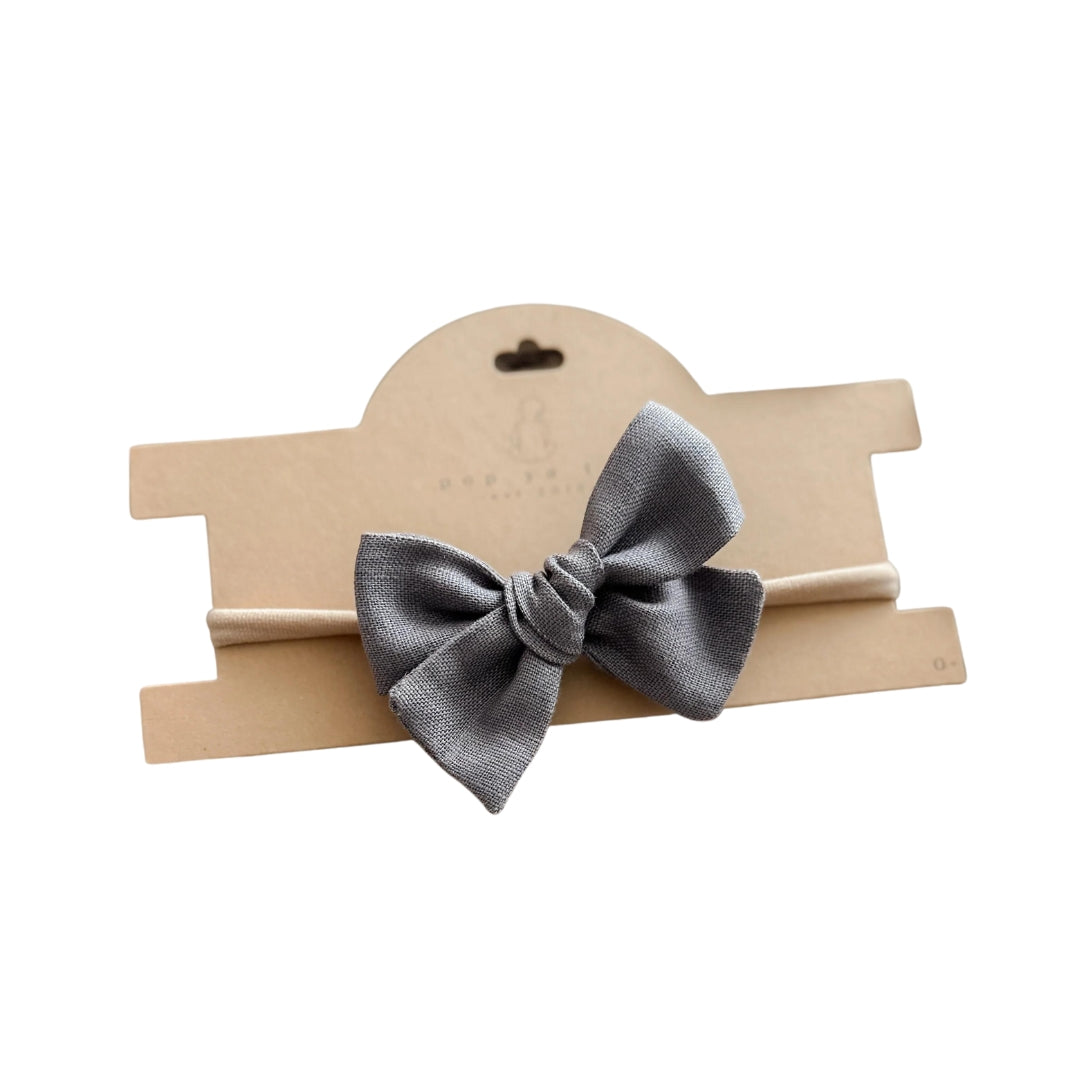 Pop Ya Tot - Linen Baby Bow Headband | Steele