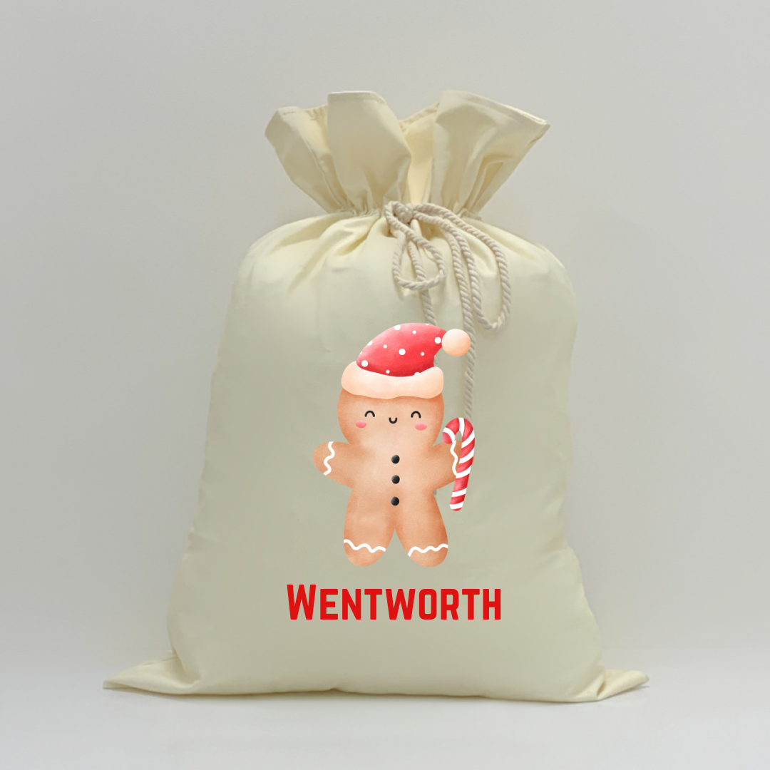 MLW By Design - Personalised Gingerbread Man Santa Sack