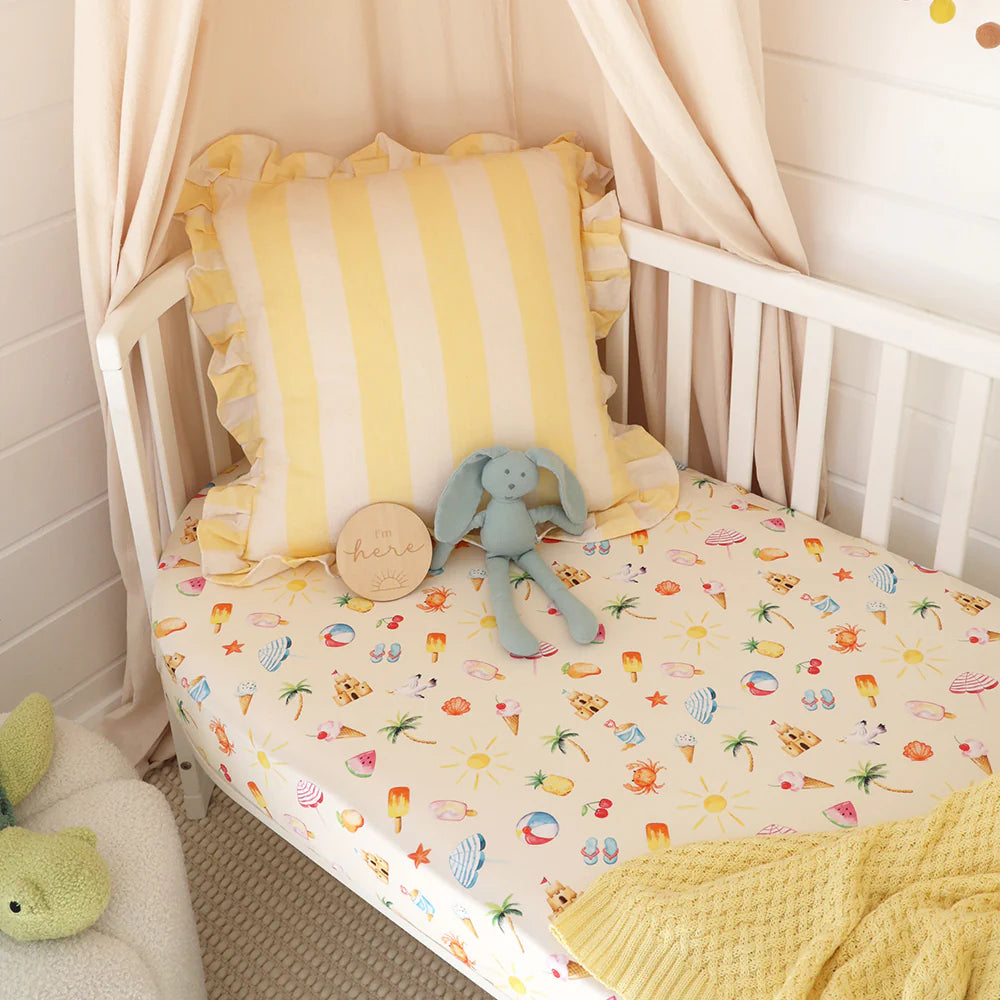 Snuggle Hunny Kids - Organic Fitted Cot Sheet | Beach Fun