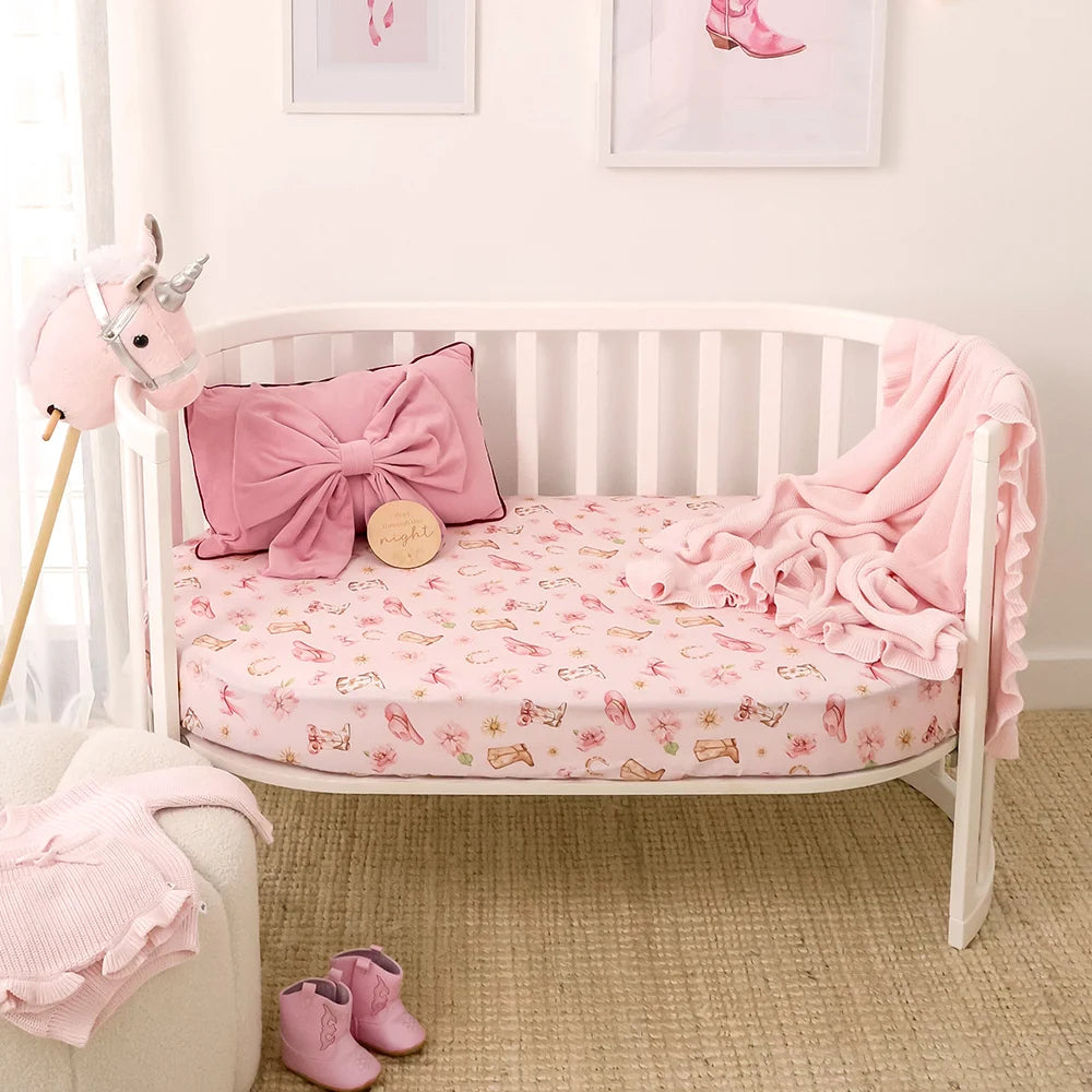 Snuggle Hunny Kids - Organic Fitted Cot Sheet | Boots & Bows