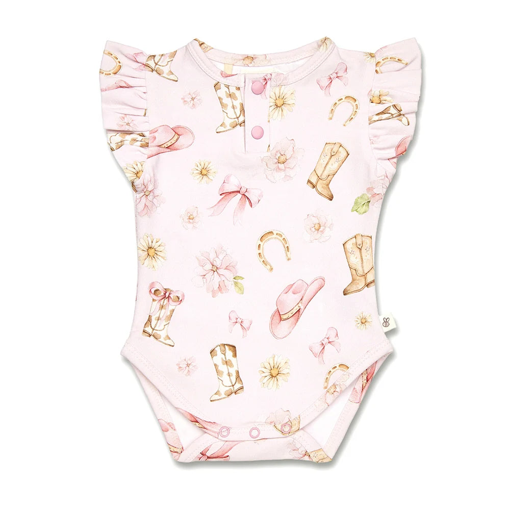 Snuggle Hunny Kids - Short Sleeve Frill Organic Bodysuit | Boots & Bows